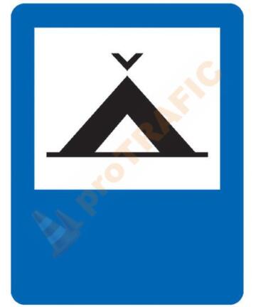 Indicator rutier de informare G27 Teren pentru camping ( Tabara Turistica)