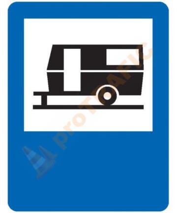 Indicator rutier de informare G28 Teren pentru caravane (Tabara Turistica)