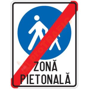 Indicator rutier de informare G72 Sfarsitul Zonei Pietonale