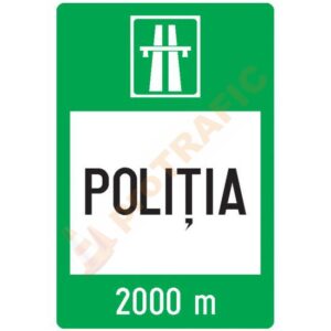 Indicator rutier de informare G75 Presemnalizarea sediului politiei autostrazii