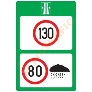 Indicator rutier de informare G8 Limite maxime de viteza pe autostrada in functie de conditiile meteorologice