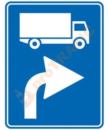 Indicator rutier de orientare F17Traseu de urmat pentru anumite categorii de vehicule
