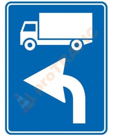Indicator rutier de orientare F18 Traseu de urmat pentru anumite categorii de vehicule