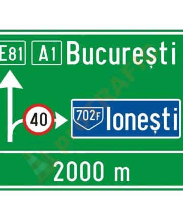 Indicator rutier de orientare F1a Presemnalizarea directiilor la o intersectie de drumuri