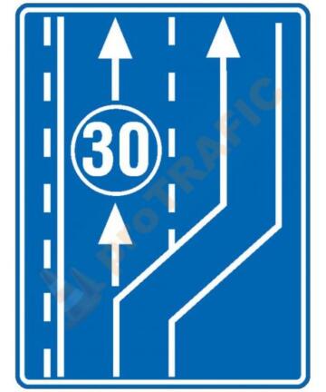 Indicator rutier de orientare F22 Banda destinata circulatiei vehiculelor lente