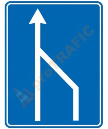 Indicator rutier de orientare F23 Terminarea benzii de circulatie din dreapta partii carosabile