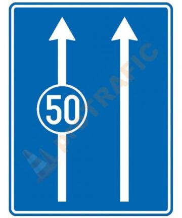 Indicator rutier de orientare F25 Viteza minima obligatorie pentru o banda de circulatie