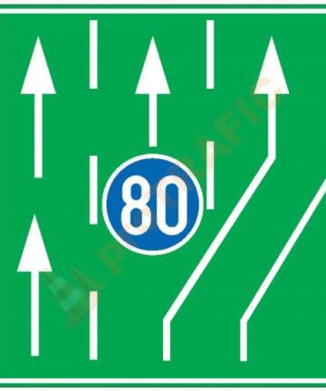 Indicator rutier de orientare F26 Banda destinata circulatiei vehiculelor lente pe autostrada