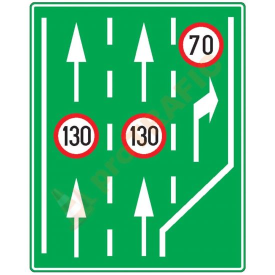 Indicator rutier de orientare F27A Limite de viteza pentru diferite benzi de circulatie pe autostrada