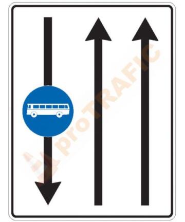 Indicator rutier de orientare F28 Banda de circulatie rezervata autovehiculelor de transport public de persoane