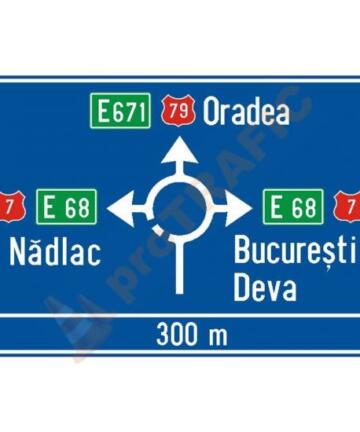 Indicator rutier de orientare F5 Presemnalizarea directiilor într-o intersectie cu sens giratoriu