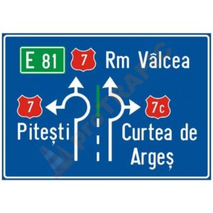Indicator rutier de orientare F5A Presemnalizarea directiilor într-o intersectie de tip turbogiratie