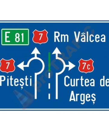 Indicator rutier de orientare F5A Presemnalizarea directiilor într-o intersectie de tip turbogiratie