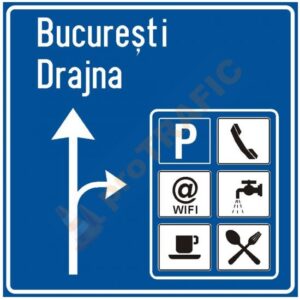 Indicator rutier de orientare F8A Presemnalizare parcare pe drumurile nationale