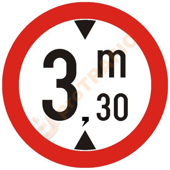 Indicator rutier interzicere sau restrictie C17 Accesul interzis vehiculelor cu inaltimea mai mare de ... m