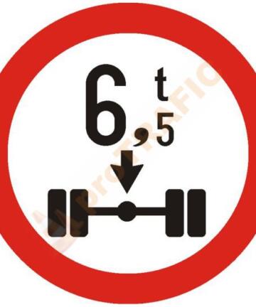 Indicator rutier interzicere sau restrictie C19 Accesul interzis vehiculelor cu masa mai mare de ... t pe osia simpla