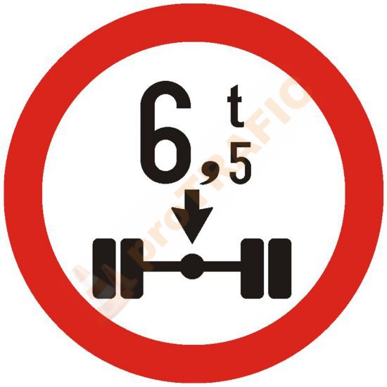 Indicator rutier interzicere sau restrictie C19 Accesul interzis vehiculelor cu masa mai mare de ... t pe osia simpla