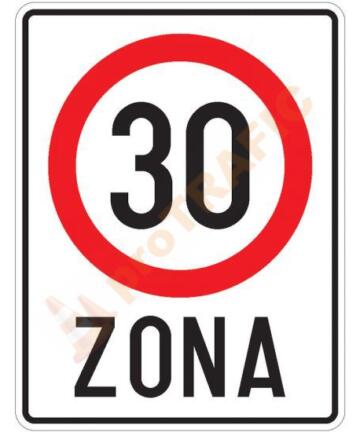 Indicator rutier interzicere sau restrictie C44 Zona cu viteza limitata la 30 km/h