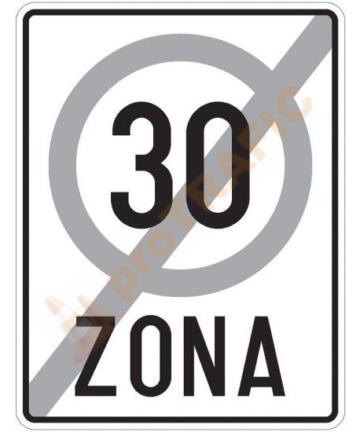 Indicator rutier interzicere sau restrictie C45 Sfarsitul zonei cu viteza limitata la 30 km/h