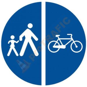 Indicator rutier obligare D12 Delimitarea pistelor pentru pietoni si biciclete