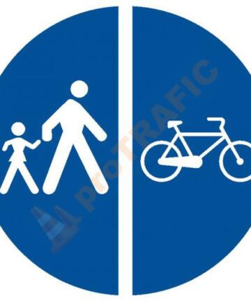 Indicator rutier obligare D12 Delimitarea pistelor pentru pietoni si biciclete