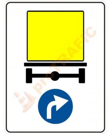 Indicator rutier obligare D17 Directia obligatorie pentru vehiculele care transporta marfuri periculoase