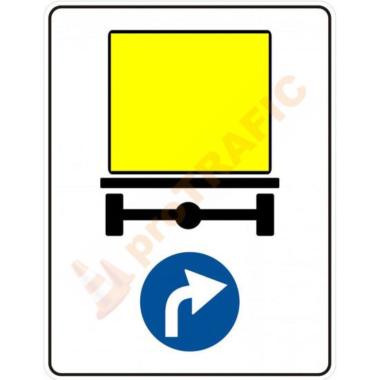 Indicator rutier obligare D17 Directia obligatorie pentru vehiculele care transporta marfuri periculoase