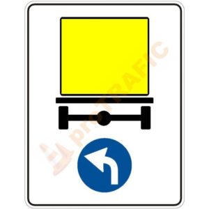 Indicator rutier obligare D18 Directia obligatorie pentru vehiculele care transporta marfuri periculoase