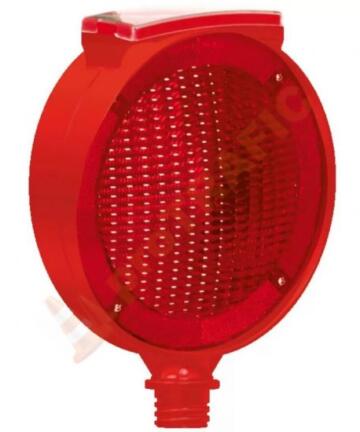 Lampa solara rotunda pentru lucrari cu lumina intermitenta rosie