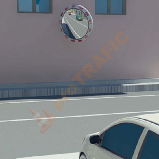 Oglinda stradala 600 mm alba cu rosu STR60 3