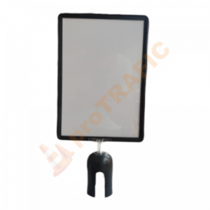 Panou plastic A4 negru pentru stalp cu banda retractabila