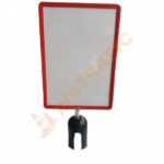 Panou plastic A4 rosu pentru stalp cu banda retractabila