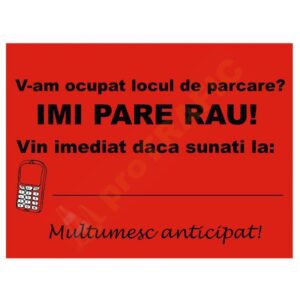 Plăcuță pentru ocupare loc parcare